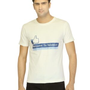 Myntra Men Fakebook Off White T-shirt