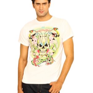 Ed Hardy Men's White Skull Rider T-shirt