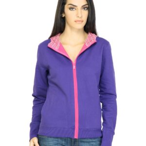 Urban Yoga Women Solid Purple Sweatshirts