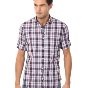Scullers Men Maroon & Navy Blue Shirt
