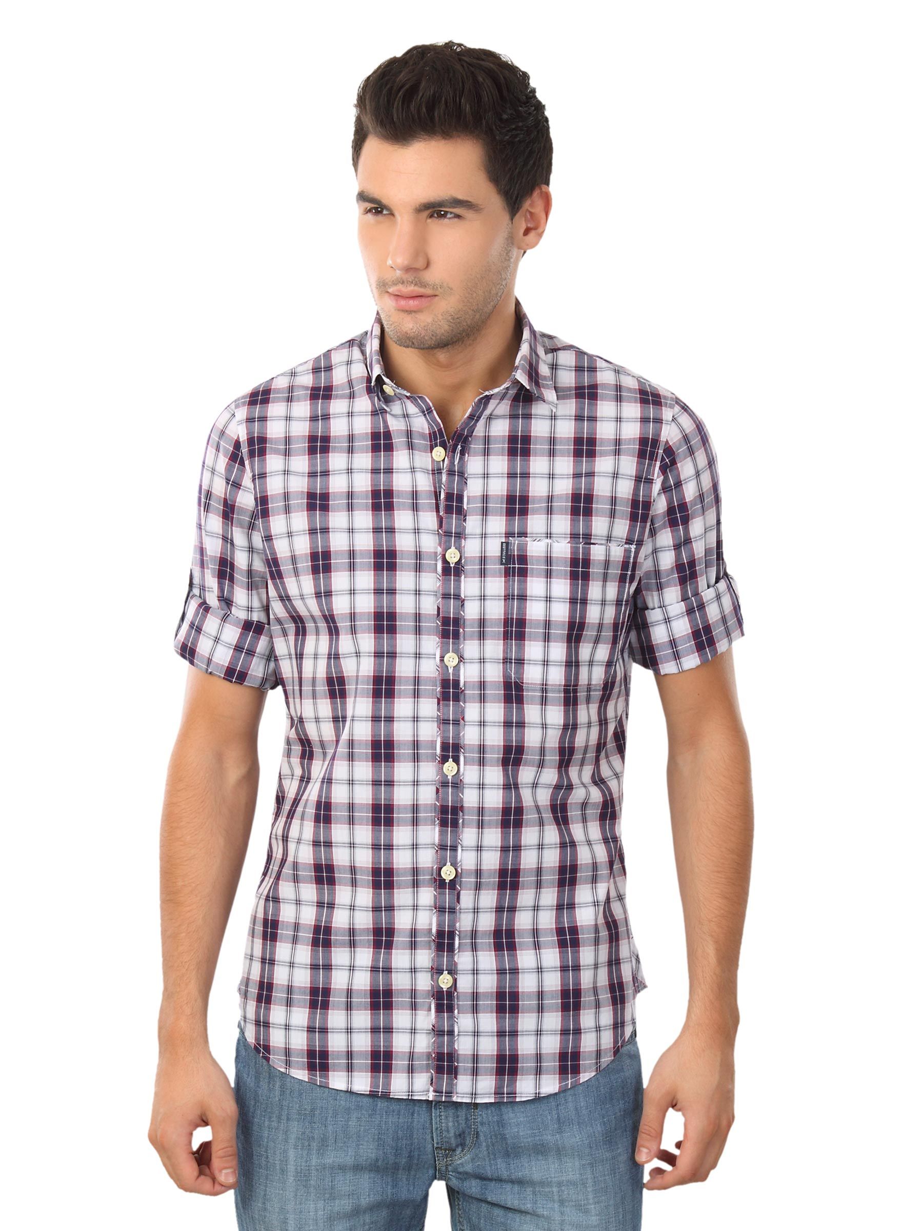 Scullers Men Maroon & Navy Blue Shirt
