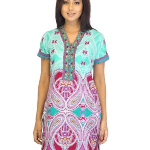 BIBA Women Printed Turquoise Blue Kurta