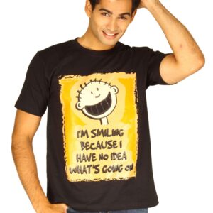 Myntra Men's I'm Smiling Because Black T-shirt
