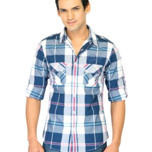 Spykar Men Check Blue Shirts