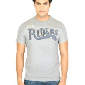 Basics Men Grey Printed T-shirt
