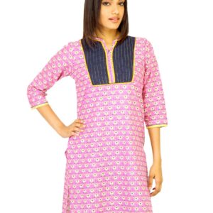 Vishudh Women Printed Pink Kurta