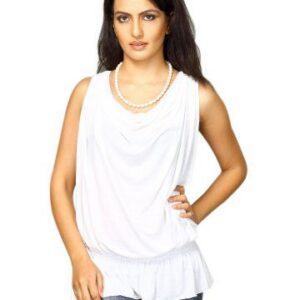 UCB Women Sleeveless Cowl Neck White Top