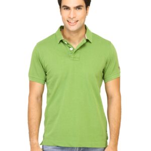 Basics Men Green Polo T-shirt