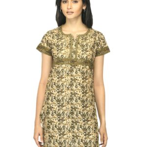 Vishudh Women Printed Olive Kurta