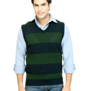 Arrow Sport Men Stripes Green Sweaters
