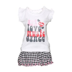 Gini and Jony Girl's Veata White Black Pink Kidswear
