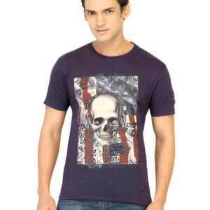 Flying Machine Men Printed Purple Tshirts