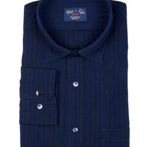 Reid & Taylor Men Stripes Navy Blue Shirt