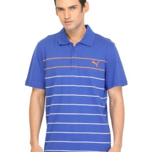 Puma Men Fine Striped Polo Blue T-shirt