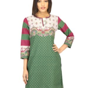 BIBA Women Printed Green Kurta