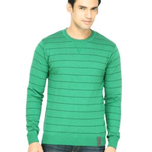 ADIDAS Men Stripes Green Sweater