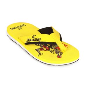 Spalding Men's Yellow And Black With Graphic Flip Flop