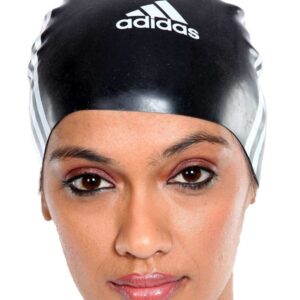 ADIDAS Women Stripe Black Swimming Cap