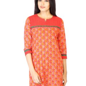 Mother Earth Women Orange Printed Kurta