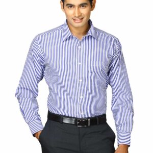 John Miller Men white stripe Blue Shirts