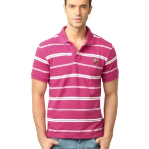 U.S. Polo Assn. Men Stripes Raspberry Wine Polo Tshirt