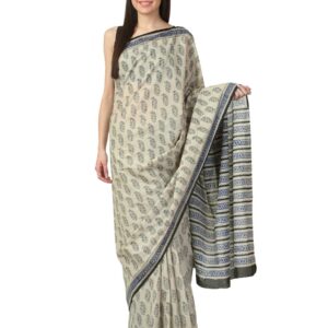 Fabindia Women H& Printed Beige Sari