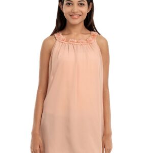 109F Women Peach-Coloured Solid Tunic