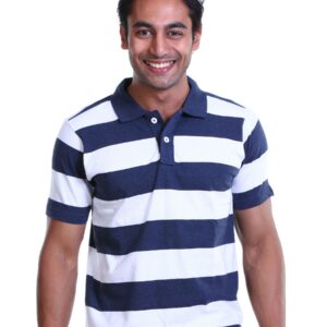 Probase Men Stripe Navy Blue T-shirt