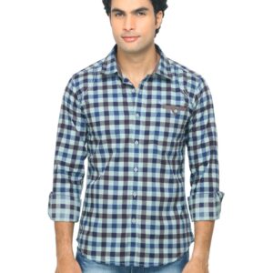 Flying Machine Men Check Blue Shirt