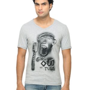 United Colors of Benetton Men Printed Grey T-shirt