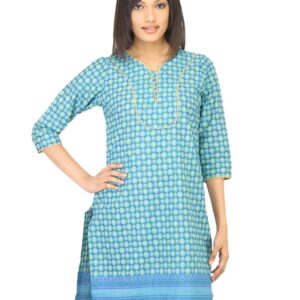 Vishudh Women Printed Blue Kurta