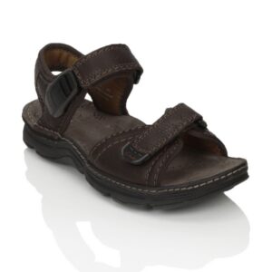 Clarks Men Atl Three Ebony Leather Brown Sandals