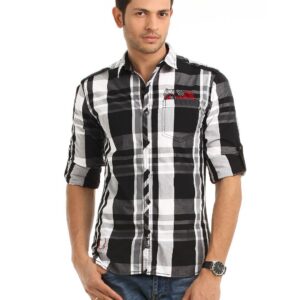 Locomotive Men Black & Grey Check Shirt