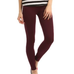 Hanes Women Maroon ComfortSoft Waistband Cotton Stretch Full Leggings