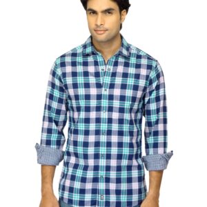 Arrow Sport Men Check Navy Blue Shirt