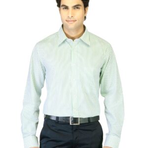Mark Taylor Men Green Striped Shirt