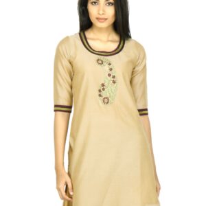 Mother Earth Women Embroided Beige Kurta
