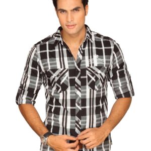 Spykar Men Black and white Check Shirt