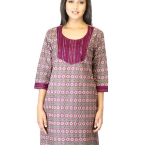 Folklore Women Purple Printed Kurta