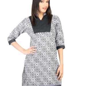 Vishudh Women Printed Dark Grey Kurta