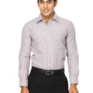 Mark Taylor Men White Striped Shirt