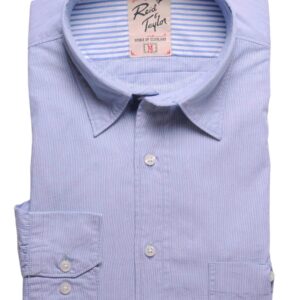 Reid & Taylor Men Stripes Blue Shirts