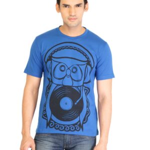 Peter England Men Printed Navy Blue TShirt