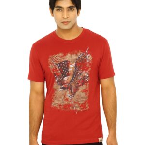 Wrangler Men Falcon Print Red T-Shirts