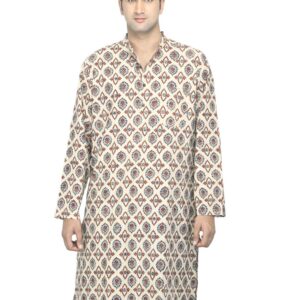 Fabindia Men Beige Ajrakh Kurta
