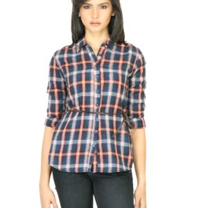 Wrangler Women Checkerd Blue Shirt