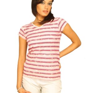 Wrangler Women's Striped Peach T-shirt