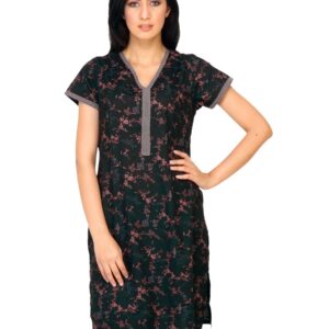 Vishudh Women Small Flower Print Black Kurtas