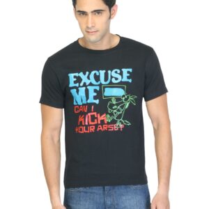 Myntra Men Excuse Me Moron Black T-shirt
