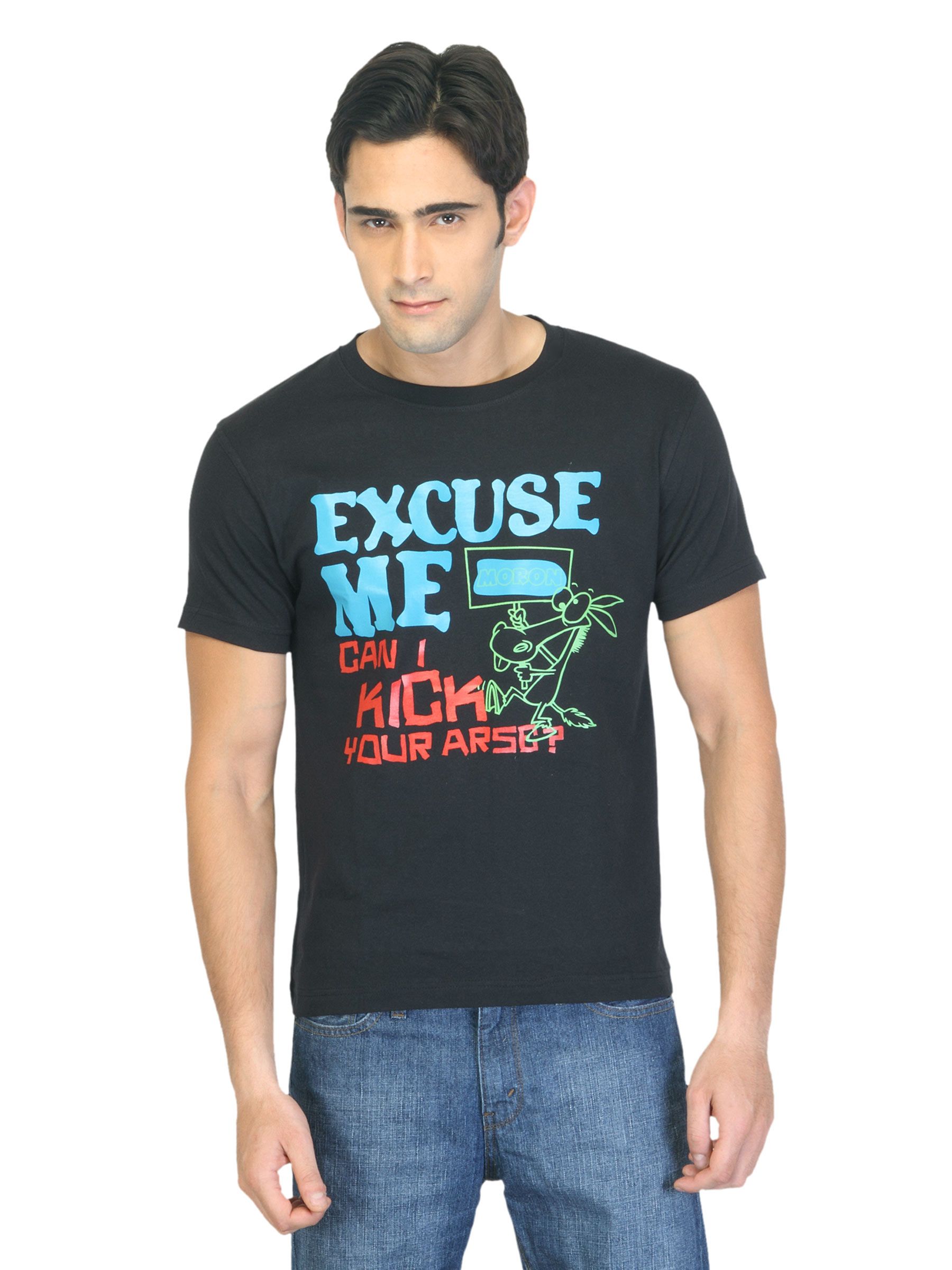 Myntra Men Excuse Me Moron Black T-shirt